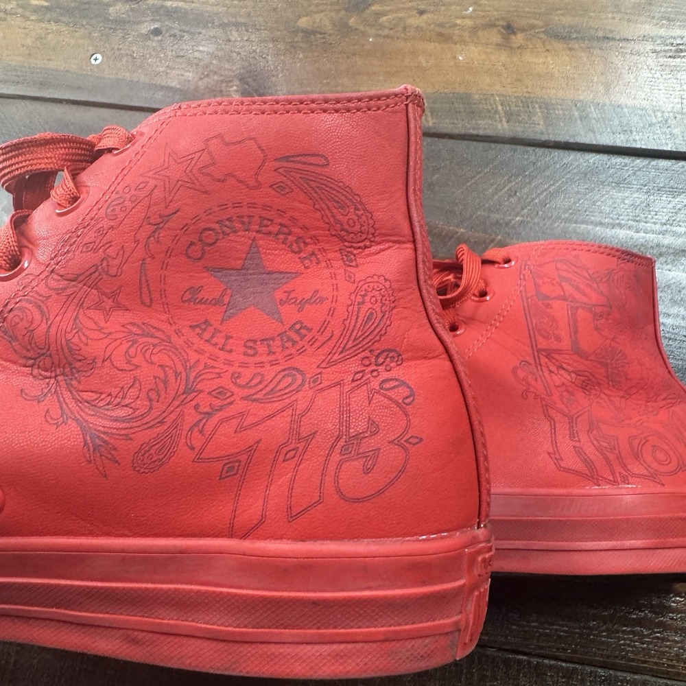 Chuck Taylor Converse High Top Sneaker Laser Tec Tuff Engraved H-Town Mens 12 - Picture 14 of 16
